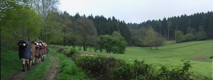 les marcheurs dans le paysage du Morvan