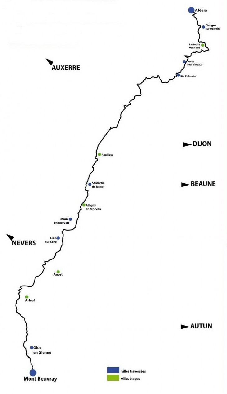 Parcours de randonnée du chemin Bibracte - Alésia