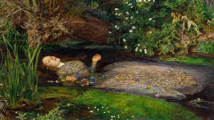 (Iuvenes, Amlethum ne sequimini : accipite dulcias illas ! Jeunes gens, ne soyez pas comme Hamlet : acceptez ses chocolats ! - Détail d’Ophelia par John Everett Millais, 1851-1852.)